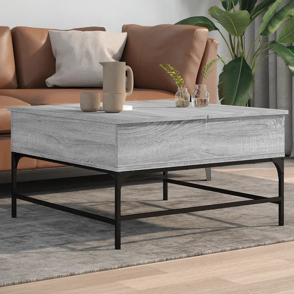 Tavolino salotto | Tavolino da caff¨¨ | Tavolino da Soggiorno Grigio Sonoma 80x80x45 cm Multistrato Metallo
