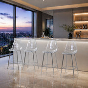 SGABELLO BAR SET DA 4 PEZZI 68.5 x 48 x 47 cm Plastica Trasparente