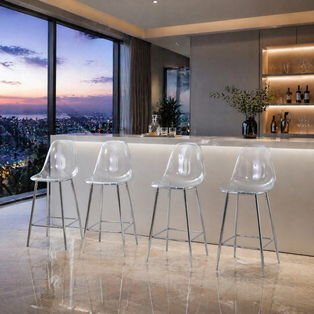SGABELLO BAR SET DA 4 PEZZI 68.5 x 48 x 47 cm Plastica Trasparente