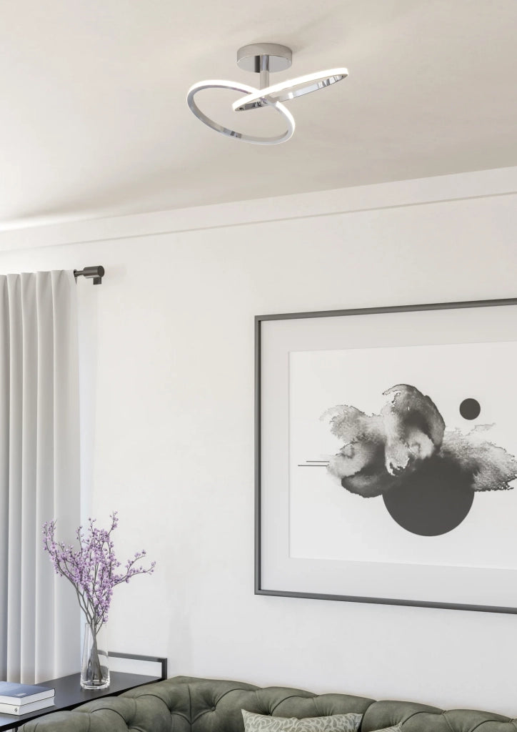 Plafoniera Moderna Congiunti Acciaio Cromo Plastiche Bianche Led 12W 1500Lm Ip20