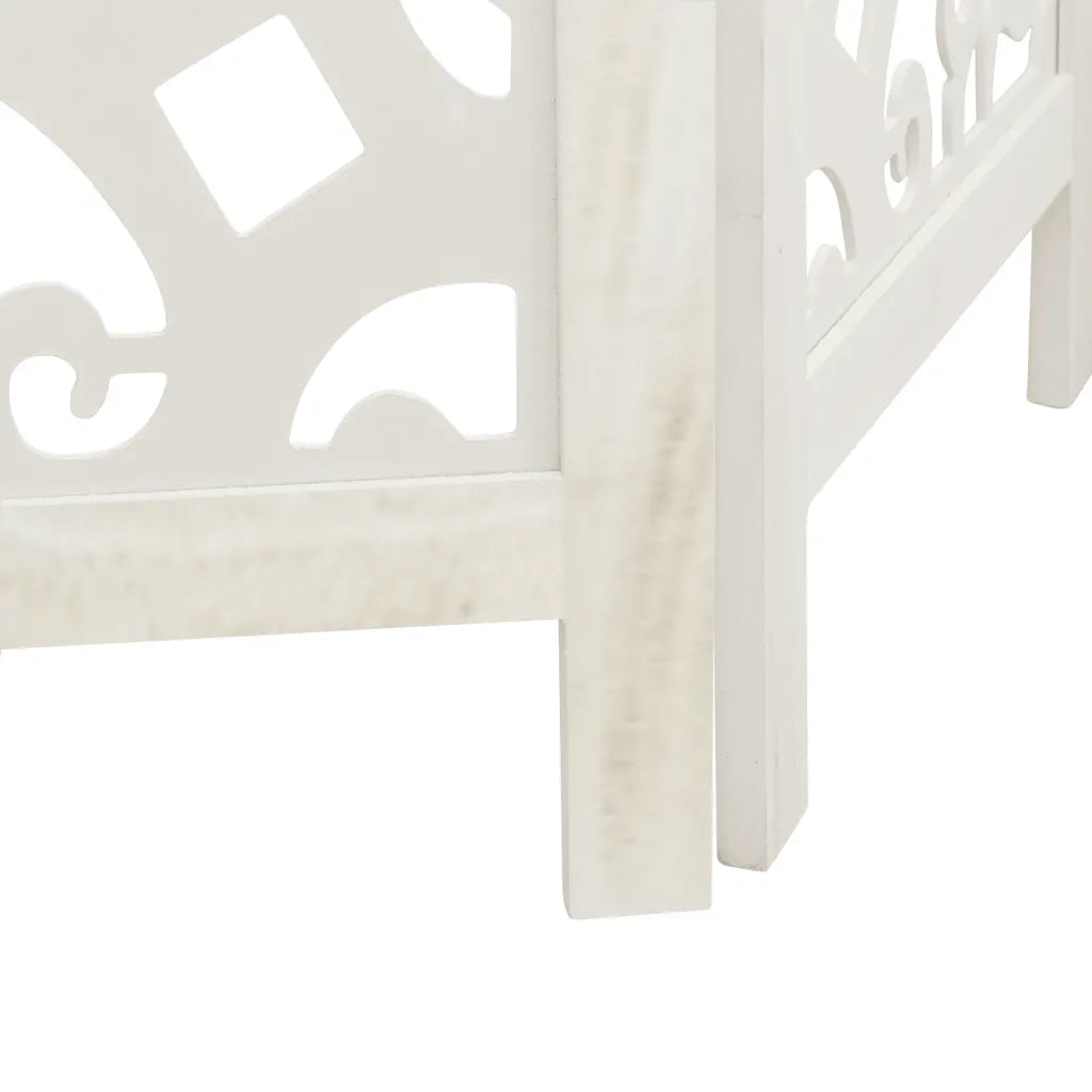 Divisorio Ambienti 4Pannelli Bianco Legno Massello di Paulownia