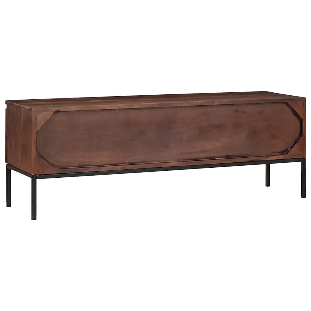 Mobile TV basso moderno con spazio per dispositivi e libri 110 x 30 x 36 cm legno di acacia color miele 02_0058061