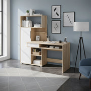 Scrivania KLEPP - Spaziosa - Cassetto - Rovere Sonoma - Bianco - Larghezza 150 cm, Altezza 149 cm, Profondit? 92 cm