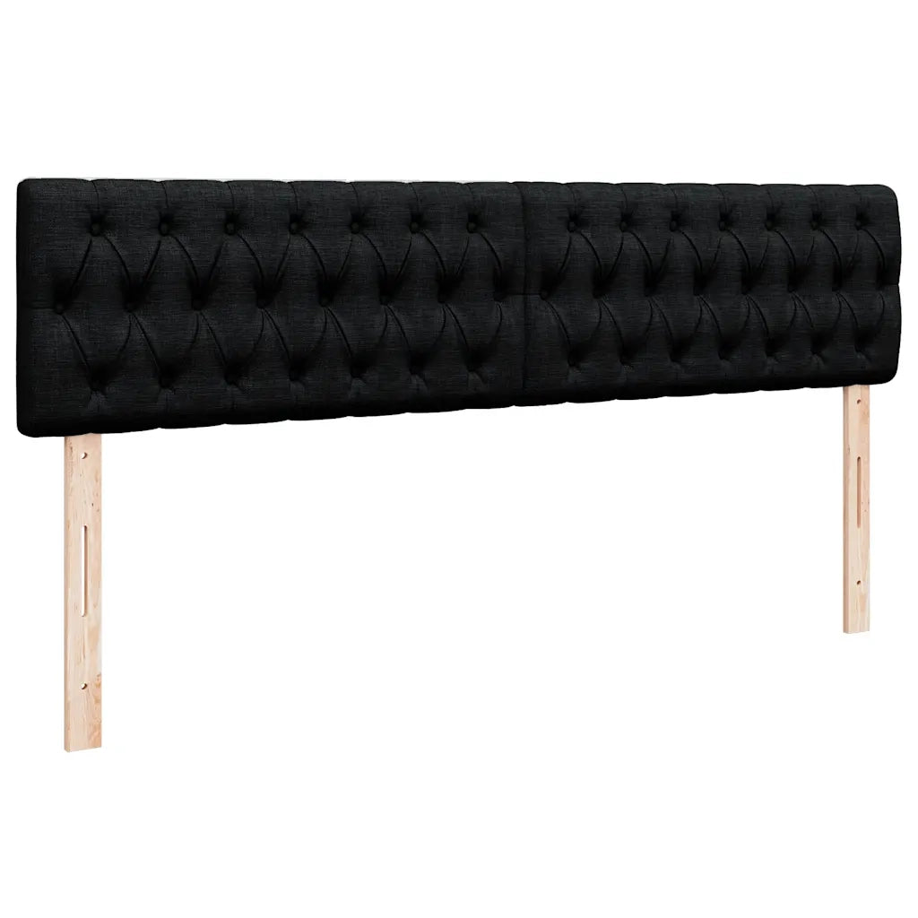 Struttura Letto Pouf con Materassi Nero 200x200 cm in Tessuto 3312024