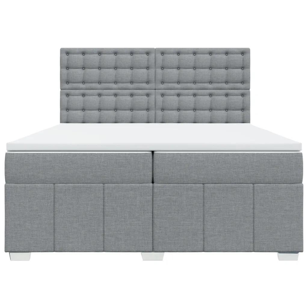 Giroletto a Molle con Materasso Grigio Chiaro 200x200cm Tessuto