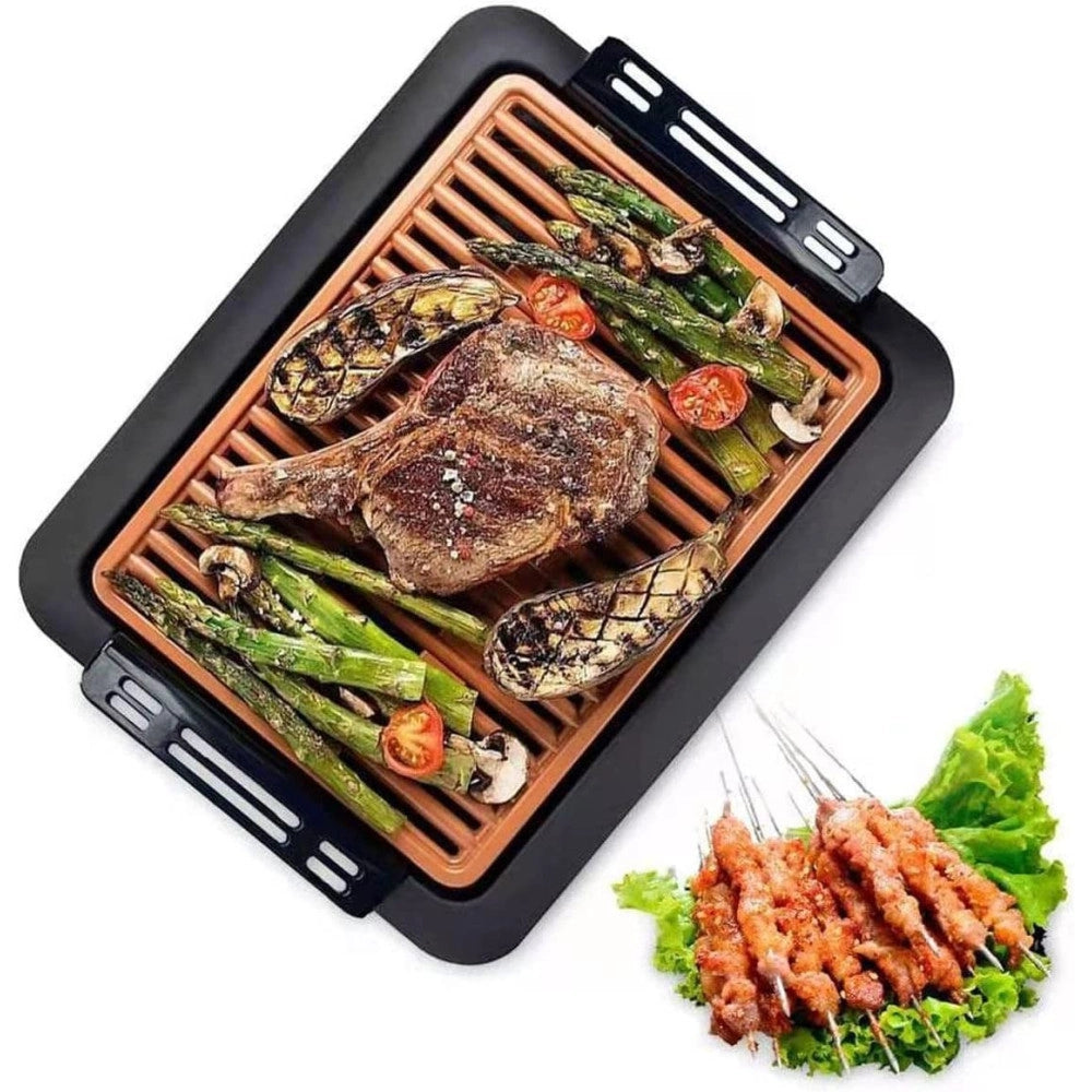 Trade Shop - Griglia Elettrica Antifumo 1000w Q-hb67 Grill Senza Fumi Piastra Antiaderente -