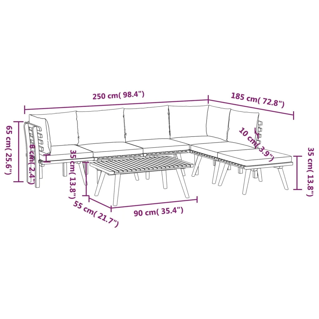 Set Divani da Giardino 7 pz con Cuscini in Massello di Acacia cod mxl 38192