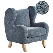 Sedia imbottita in bouclé blu scuro con braccioli Sedile per bambini Design moderno