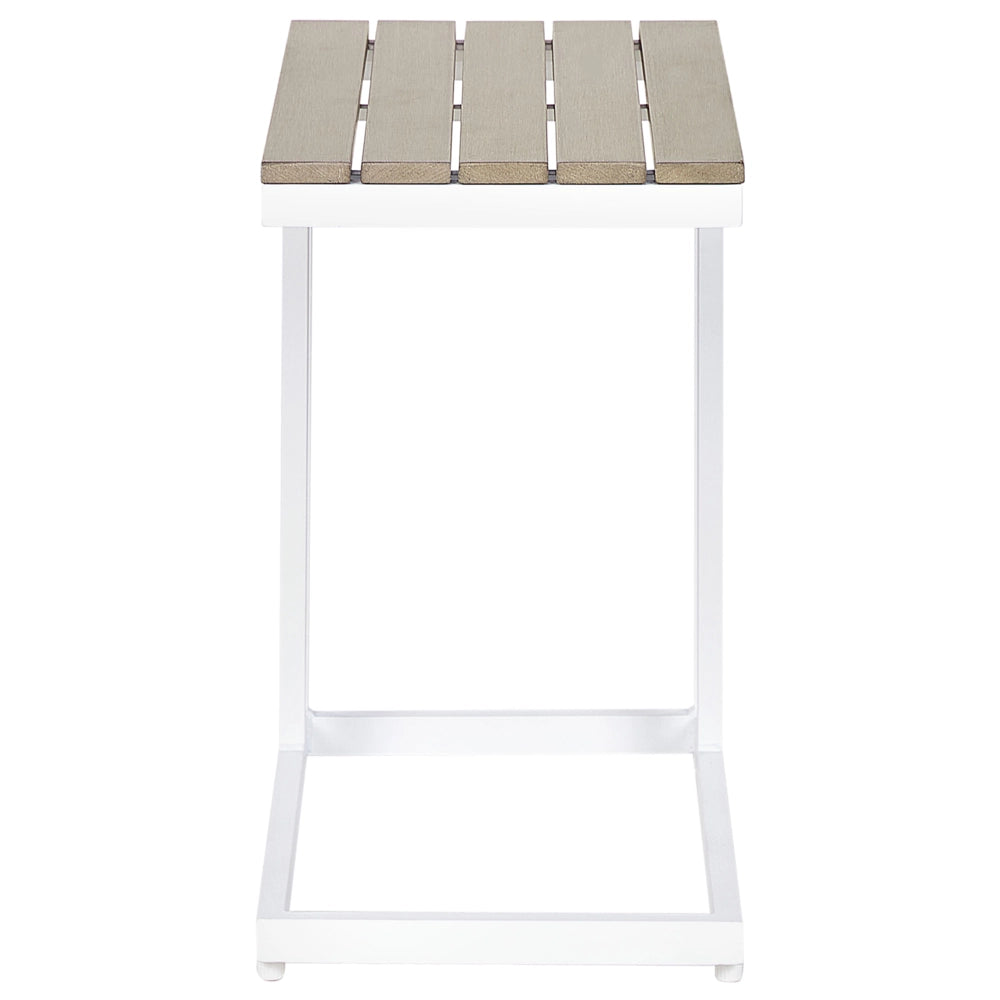 Tavolino da giardino Piano in legno plastico chiaro Struttura in alluminio bianco