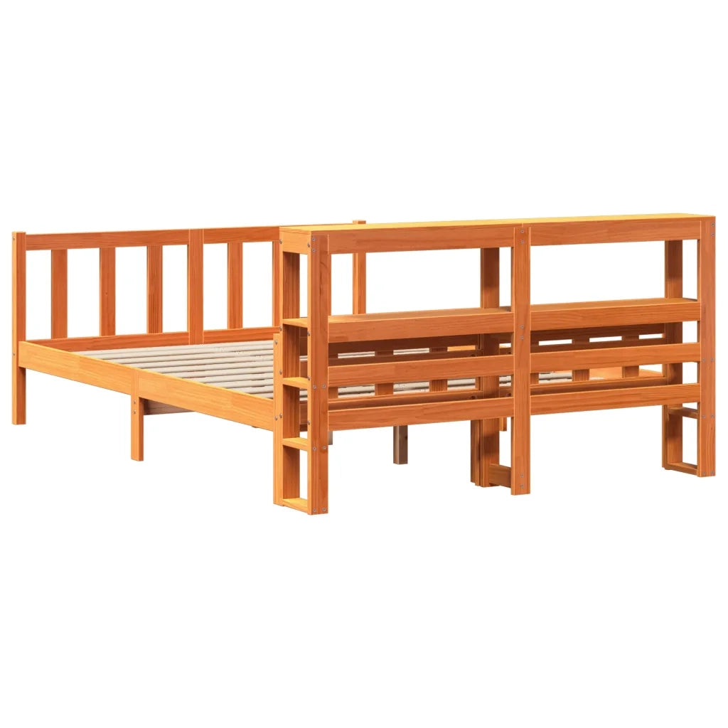 Giroletto con Testiera Marrone Cera 150x200 cm Massello Pino 3305923