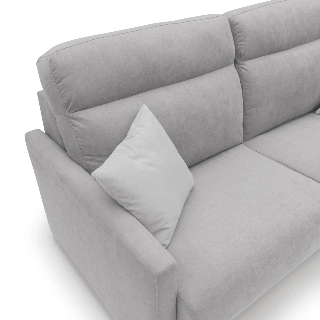 Margot Divano letto matrimoniale con schienale morbido alto in tessuto T02 196 cm (mat. 160x197) grigio chiaro