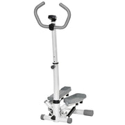 Stepper con Monitor LCD. Manubrio Regolabile ed Elastici. in Acciaio e ABS. Bianco e Grigio
