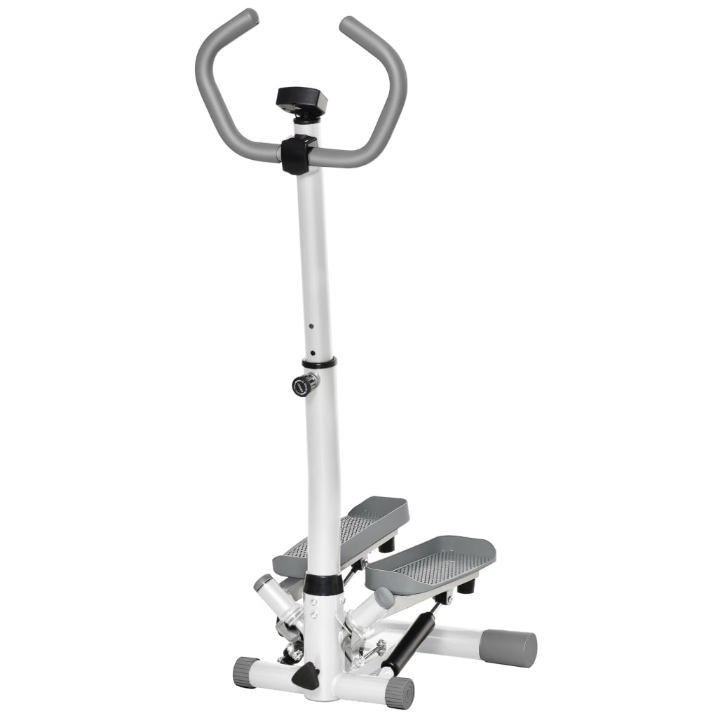 Stepper con Monitor LCD. Manubrio Regolabile ed Elastici. in Acciaio e ABS. Bianco e Grigio
