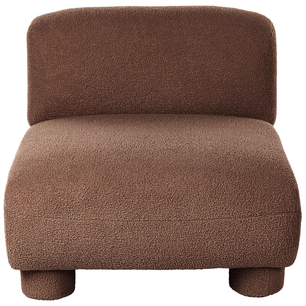 Set da salotto 4 posti con pouf, modulare dal profilo ribassato in stile organico e curvo marrone