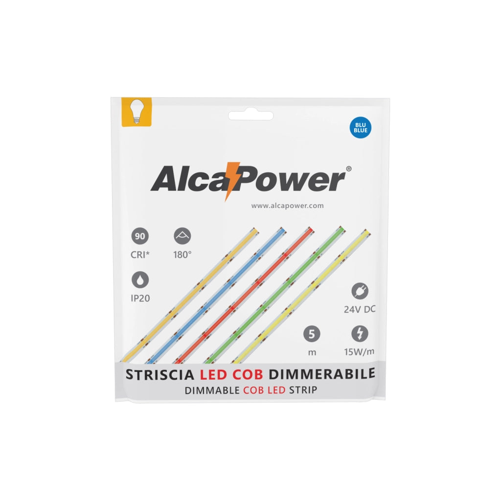 Striscia led COB monocolore da 15W/MT 24V - Bobina da 5m - Blu