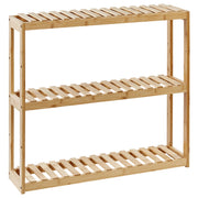 Mensola da parete per bagno in marrone chiaro di bambù 3 ripiani stile minimalista