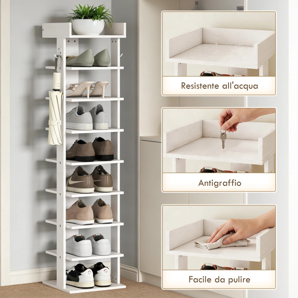 Scarpiera Organizzatore di Scarpe 9 Ripiani per Ingresso Bianco