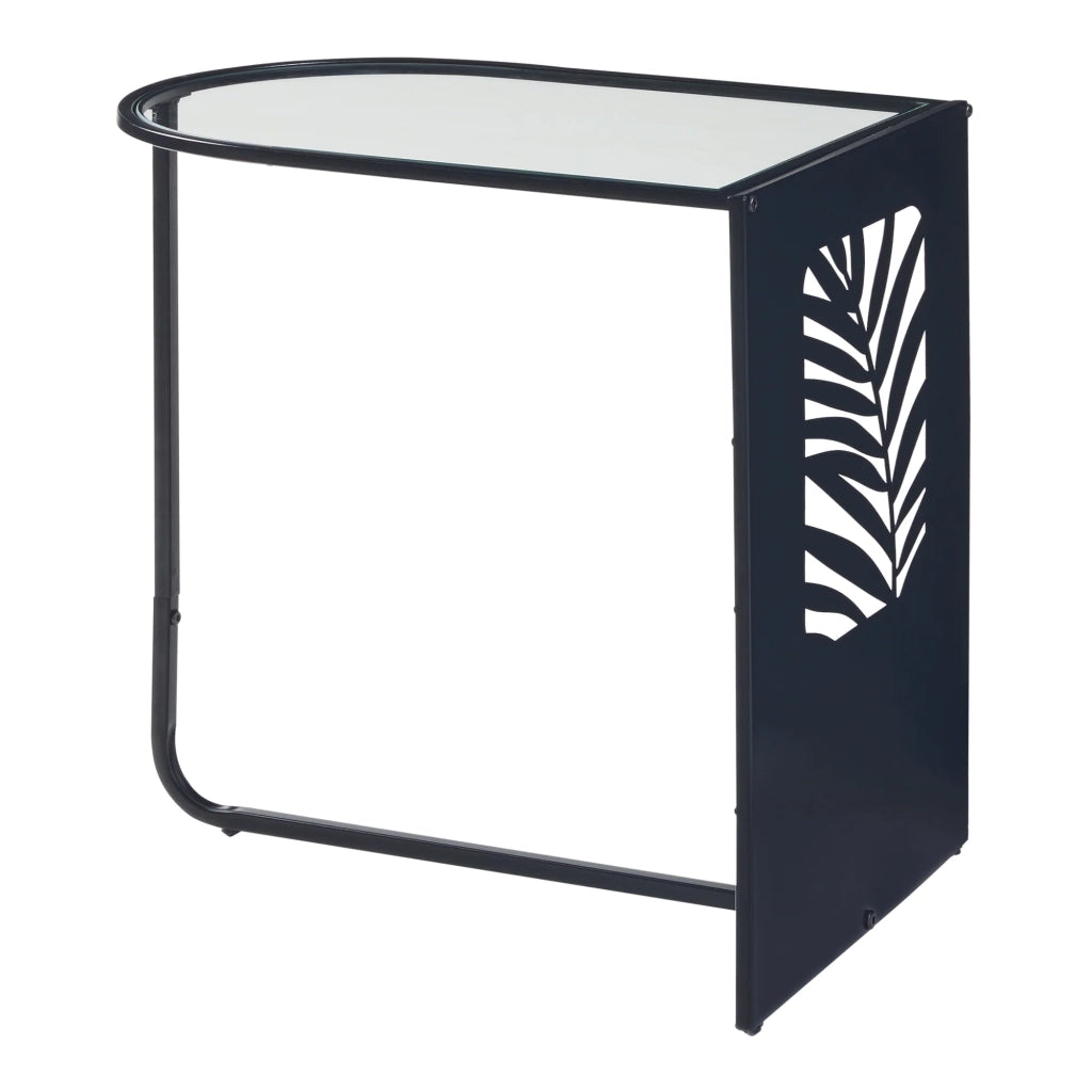 Tavolino laterale 50 x 50 x 35 cm metallo vetro nero 03_0010970