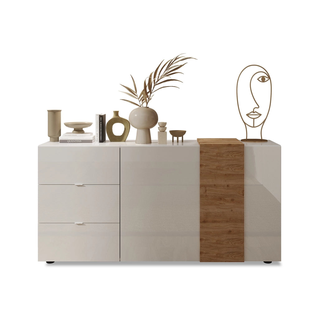 Madia Busi, Credenza 2 Ripiani, 181x44x84h cm Bianco Lucido