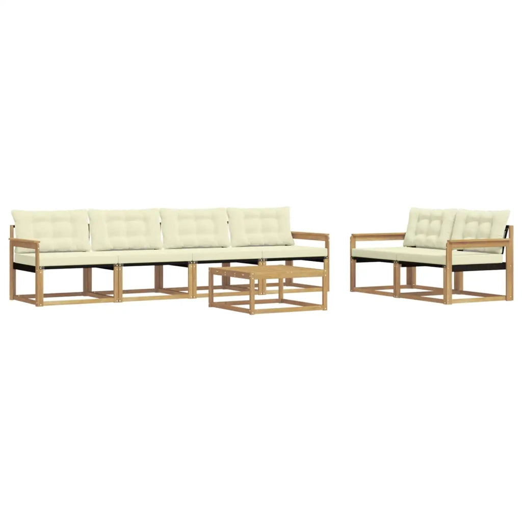 Set di divani da esterno 7 pcs Bianco e Crema 79 x 79 x 37 cm