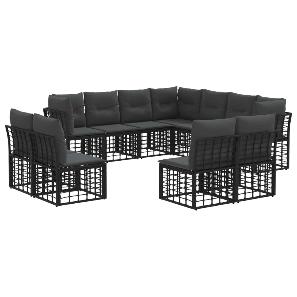 Set di divani da esterno Nero Poliestere
