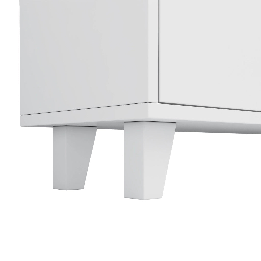 Libreria 80 x 30 x 173 cm con luci LED, 7 scomparti, ante doppie e struttura in MDF con piedi in legno massello