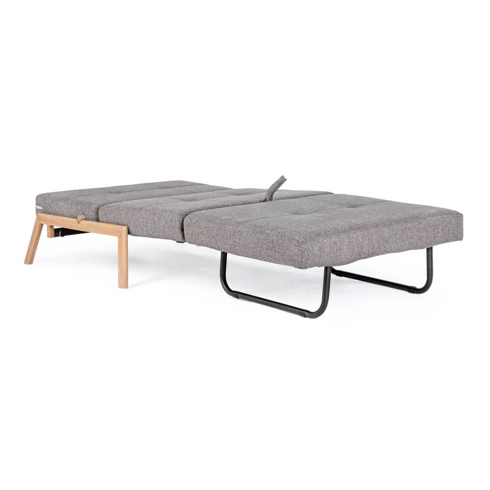 Poltrona Letto Singola in Tessuto con Gambe Effetto Legno - HARRISON