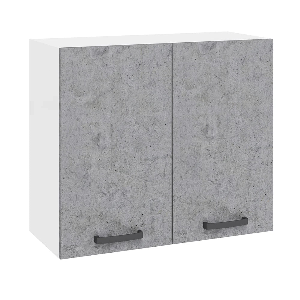 Pensile colapiatti per cucina componibile da 80 cm con due ante, realizzata in legno 100% MADE IN ITALY colore Cemento