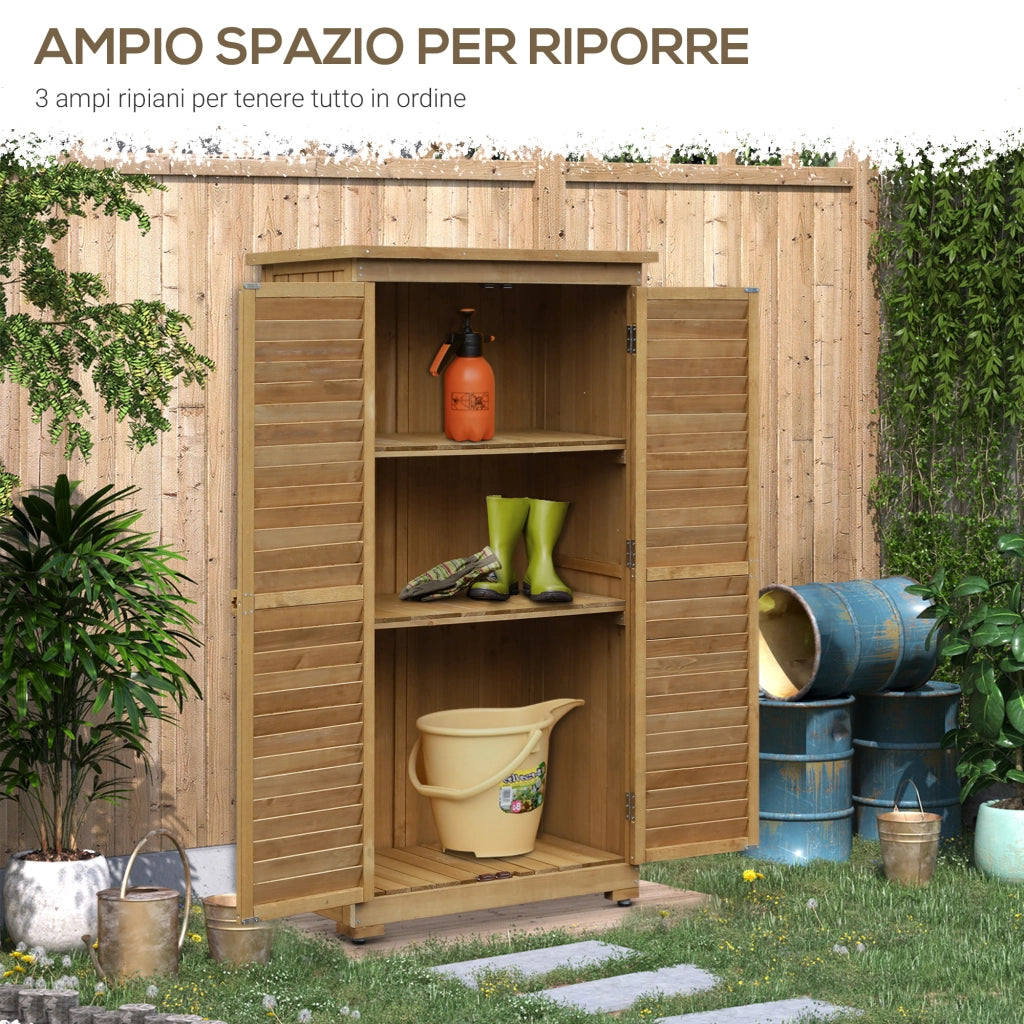 Armadio Esterno da Giardino con 3 Mensole ¨C zephmum ¨C Legno Impermeabile Marrone 87x46x160