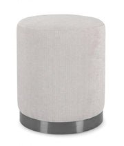 Pouf Ø 35x42 cm Ernestine in Tessuto Grigio Chiaro