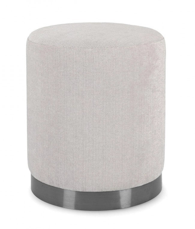 Pouf Ø 35x42 cm Ernestine in Tessuto Grigio Chiaro