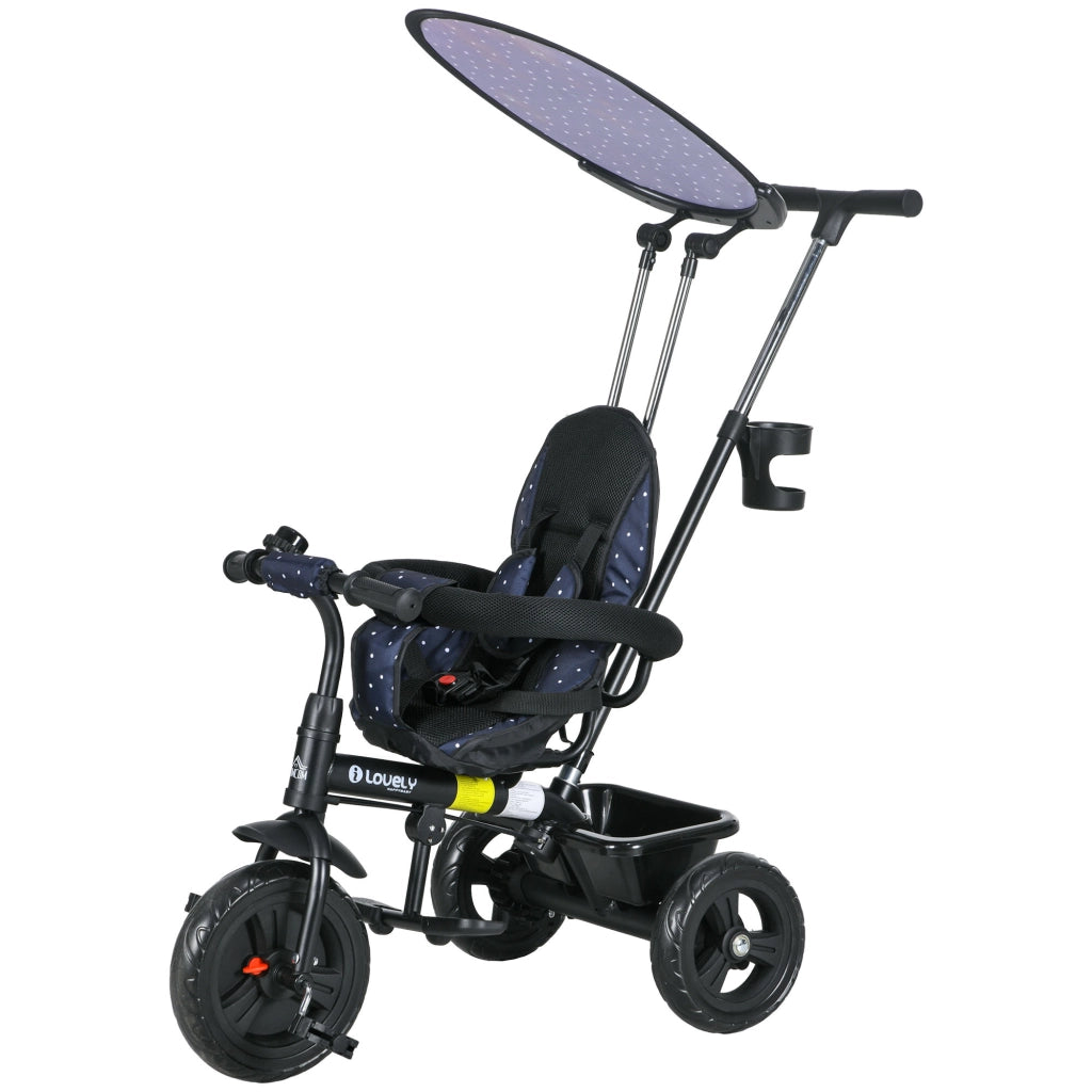Triciclo per Bambini Pieghevole con Cestino ¨C zephmum ¨C Blu e Nero 105x47x98 cm