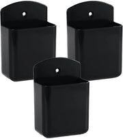 Set di 3 supporti per telecomando autoadesivi, supporto per pennarelli da parete, fissaggio da parete senza forare, organizzatore per telecomandi e pennarelli, spazio di archiviazione per pennarelli e telecomandi (nero, plastica ABS)