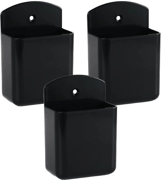 Set di 3 supporti per telecomando autoadesivi, supporto per pennarelli da parete, fissaggio da parete senza forare, organizzatore per telecomandi e pennarelli, spazio di archiviazione per pennarelli e telecomandi (nero, plastica ABS)