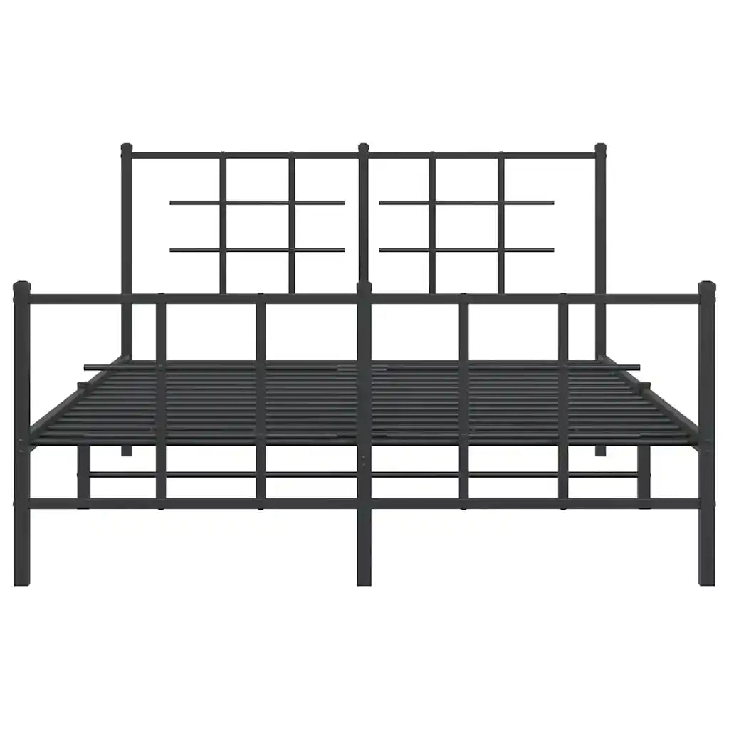 Letto matrimoniale | Letto per adulti | Giroletto con Testiera e Pediera Metallo Nero 140x190 cm