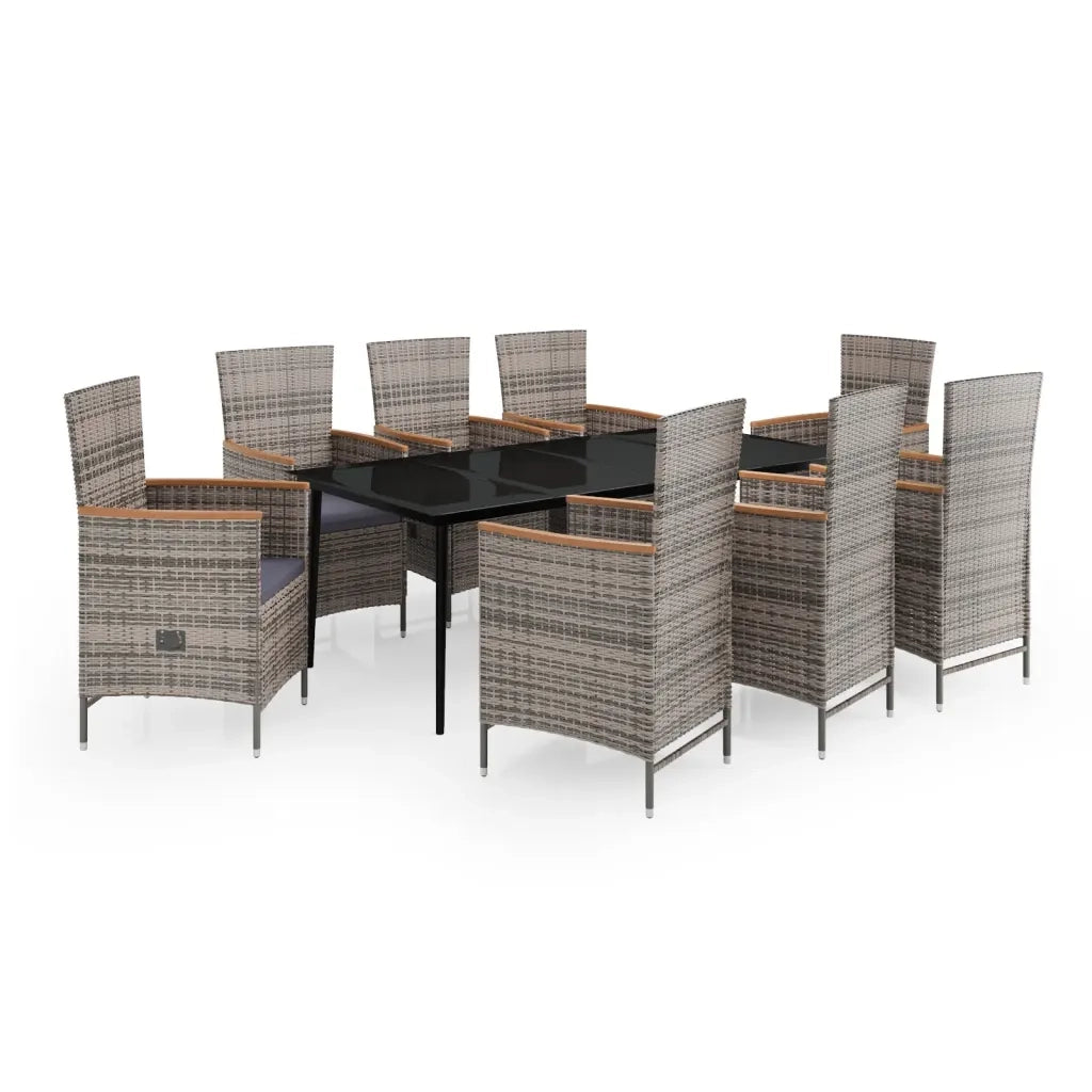 Set da Pranzo da Giardino 9 pz con Cuscini Grigio 3099454