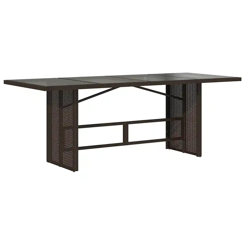 Tavolo Giardino | Tavolino da esterno Piano in Vetro Marrone 190x80x75cm Polyrattan