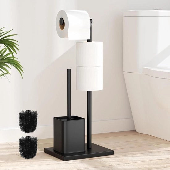 Sostegno WC con spazzola in posizione verticale - Acciaio inossidabile - Nero matte