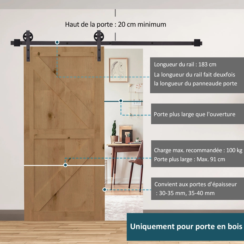 Guida per Porta Scorrevole ¨C zephmum ¨C Acciaio 183 cm Marrone