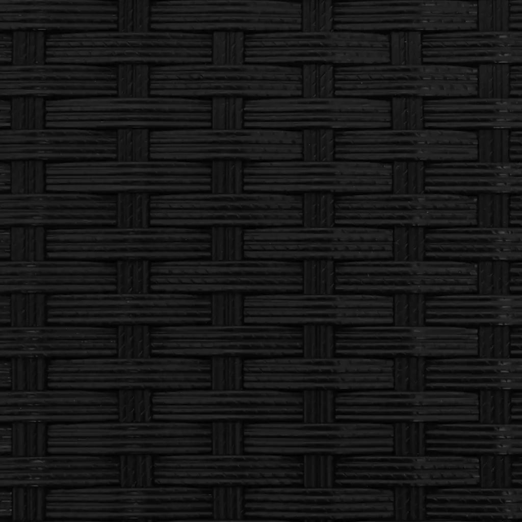 Divano Giardino 3 Posti Baldacchino e Sgabelli Nero Polyrattan