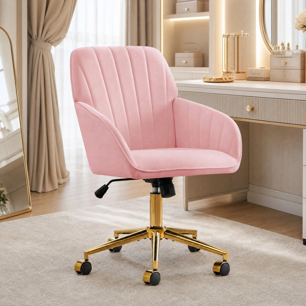 SEDIA DA UFFICIO Girevole Regolabile 50-59 cm Velluto Rosa