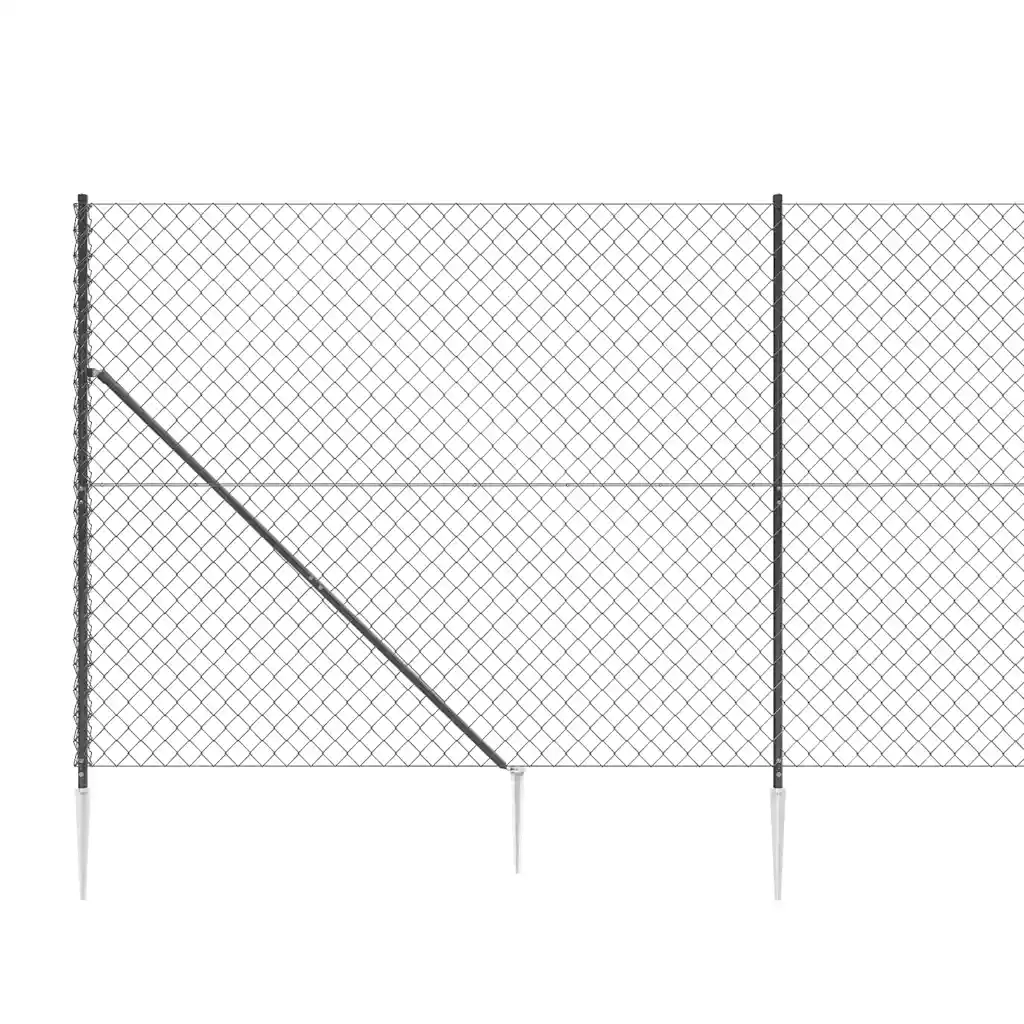 Recinzione da Giardino | Recinzione a Rete con Picchetti Ancoraggio Antracite 2x25 m
