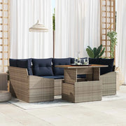 Set Divano da Giardino 7 pcs Grigio Poly Rattan