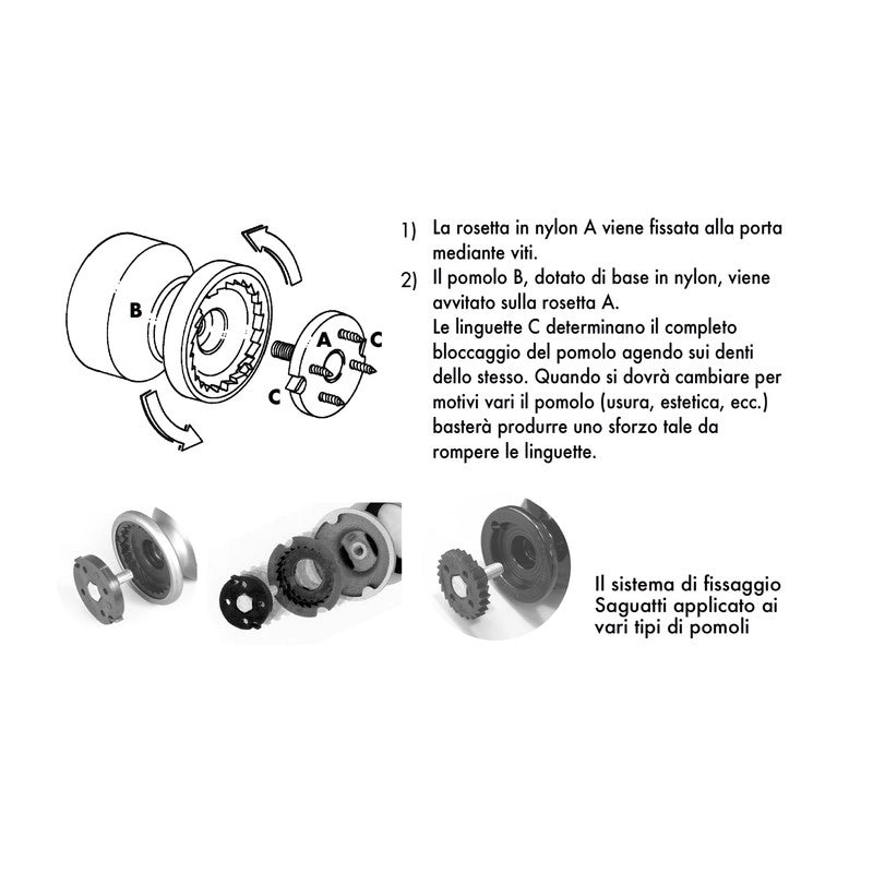 Pomolo fisso per porta SAGUATTI 878/80QB in alluminio nero lucido