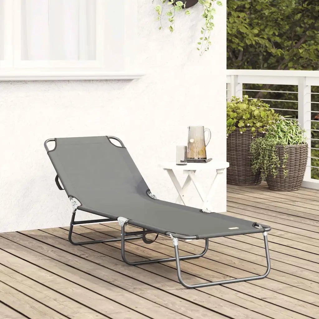 Lettino Prendisole | Sdraio da giardino | Lettino da sole pieghevole Grigio 188 x 57 x 86,5 cm