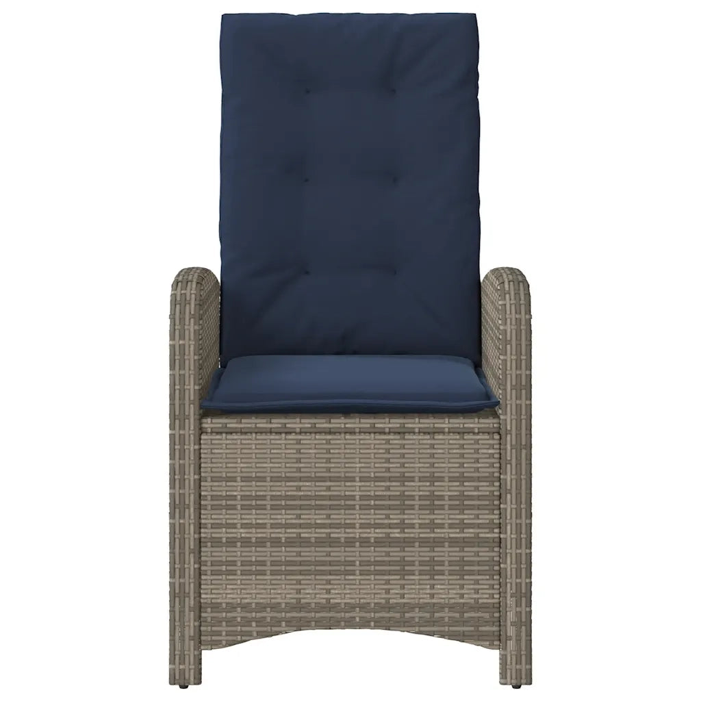 Sedie da Giardino Reclinabili 2 pz | Sedie da Esterno e Cuscini Grigio Polyrattan