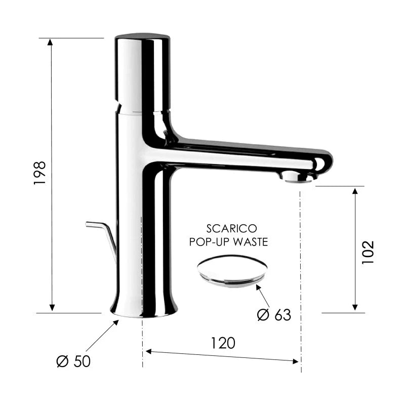Miscelatore lavabo con scarico - serie fusion