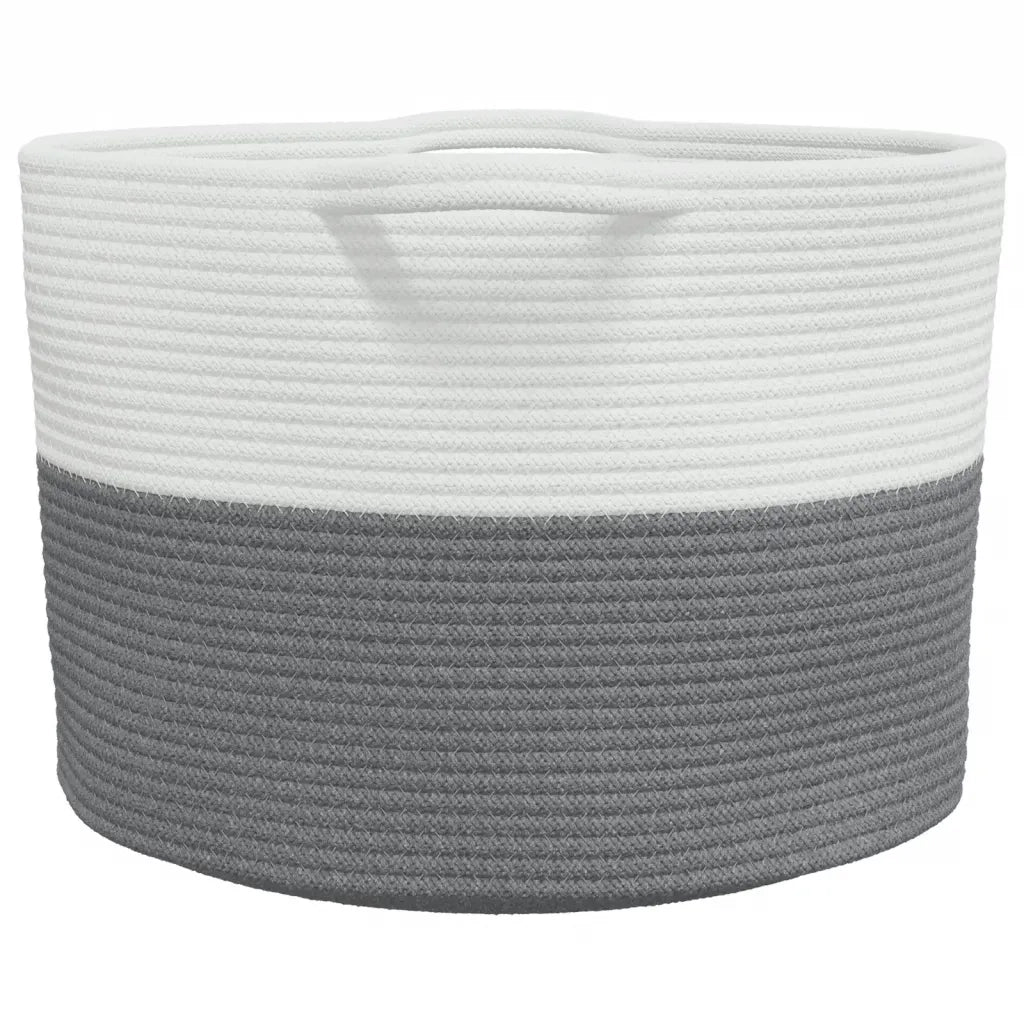 Cesto per Biancheria Grigio e Bianco ?55x36 cm in Cotone CFW8468373