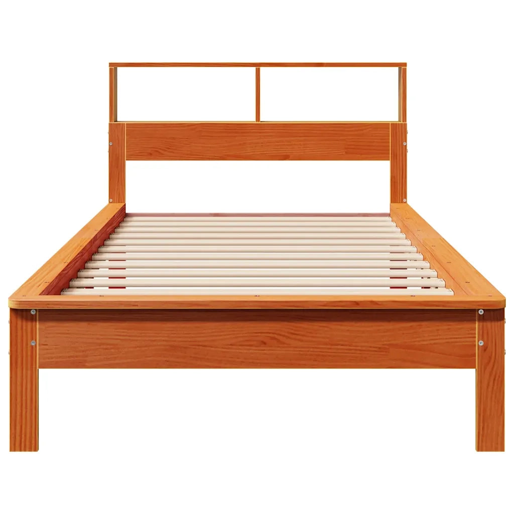 Letto Libreria senza Materasso Marrone Cera 75x190 cm in Pino 855737