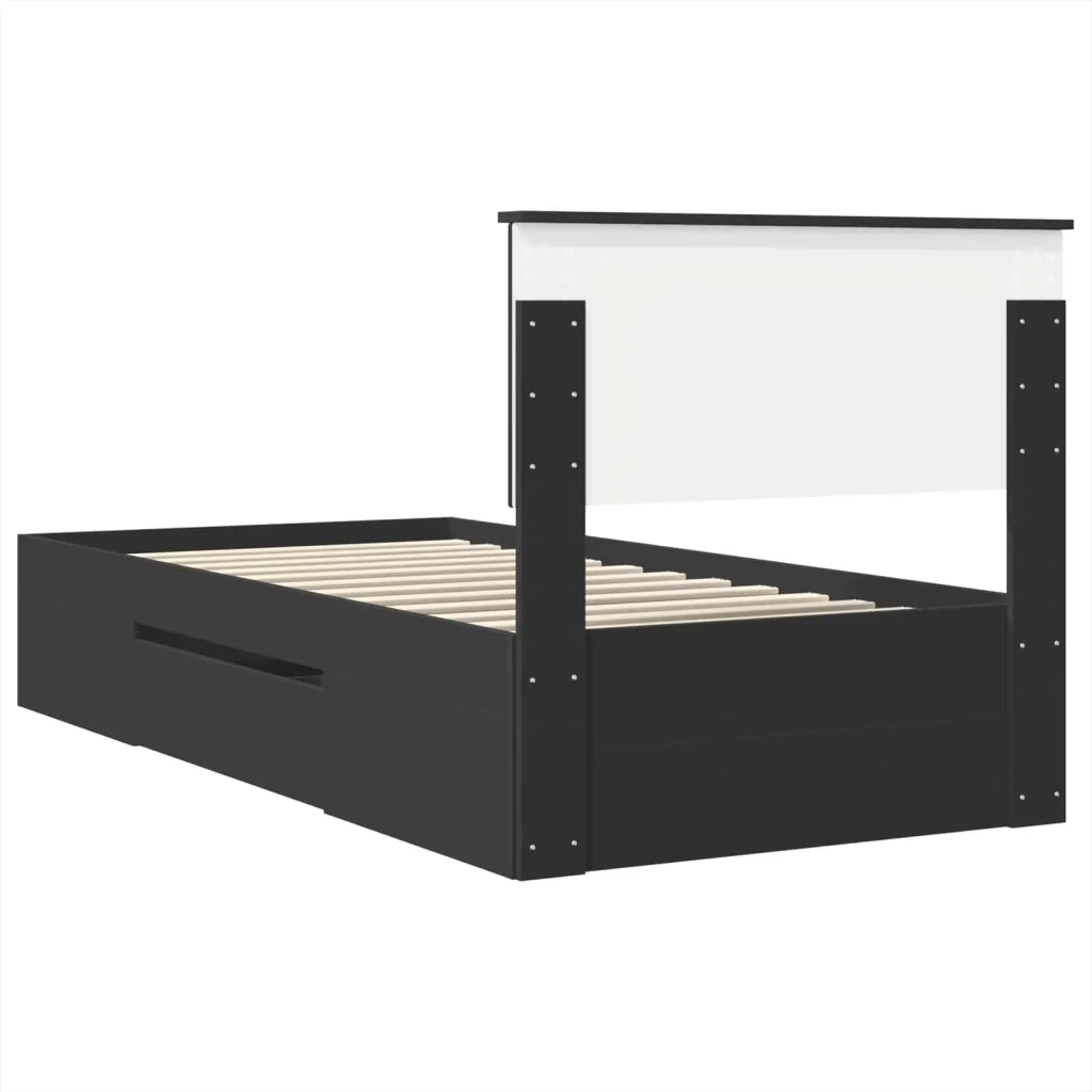 Letto singolo | Letto per adulti | Struttura del letto Nero 80 x 200 cm Legno multistrato